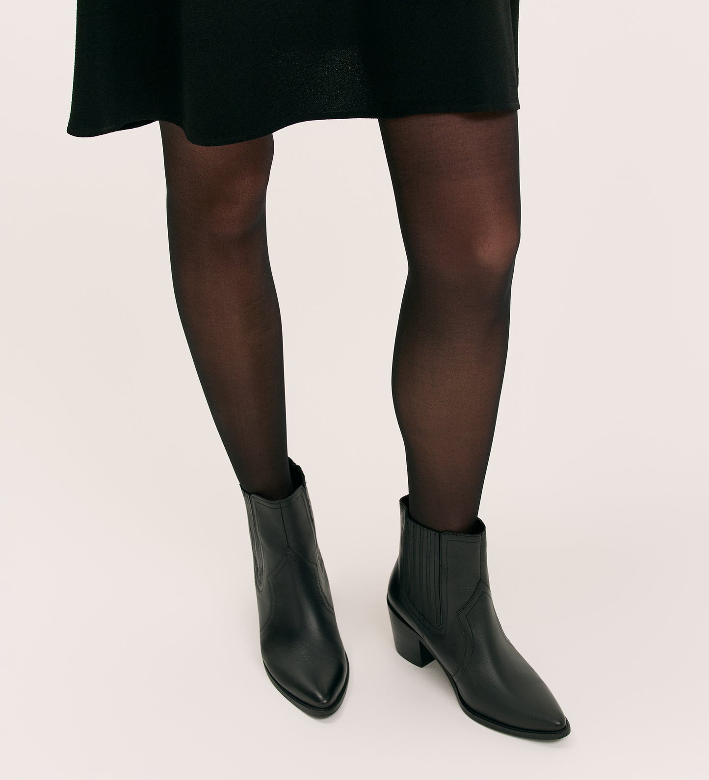 Miley Black Leather Boots