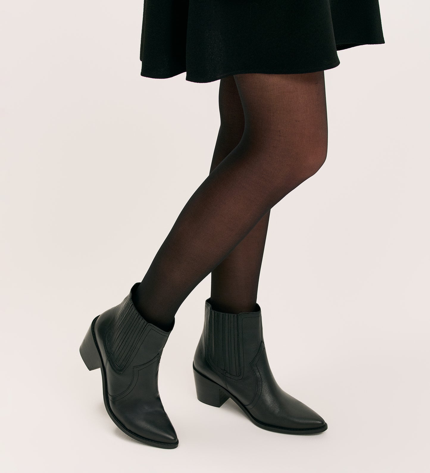 Miley Black Leather Boots