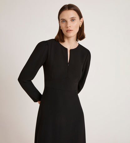 Caley Black Crepe Midi Dress