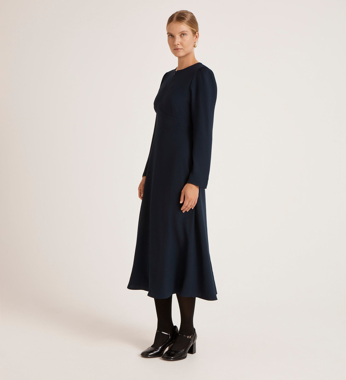 Caley Navy Crepe Midi Dress