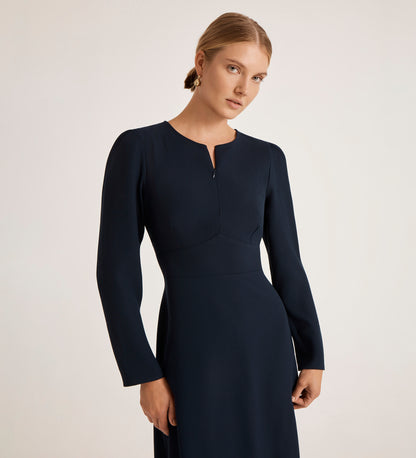 Caley Navy Crepe Midi Dress