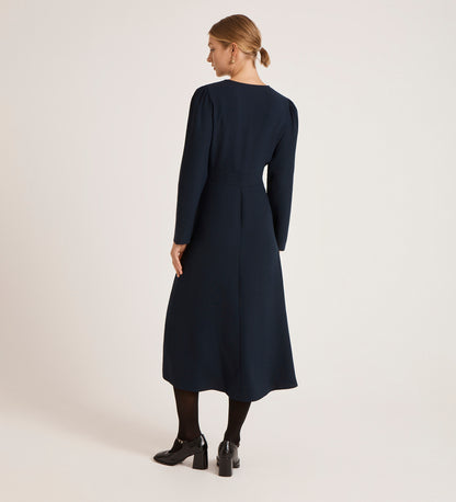 Caley Navy Crepe Midi Dress