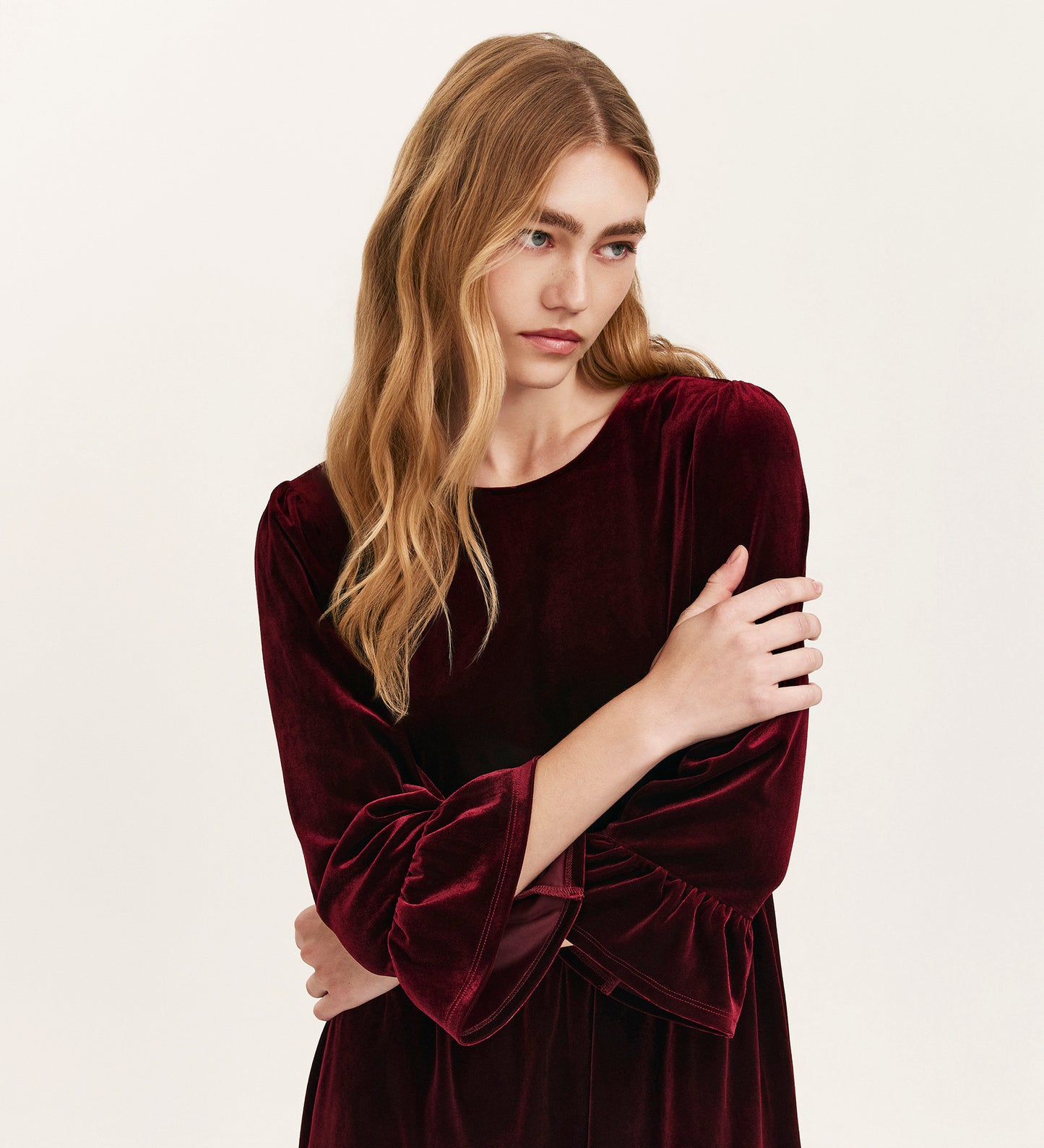 Camie Burgundy Velvet Short Tiered Dress