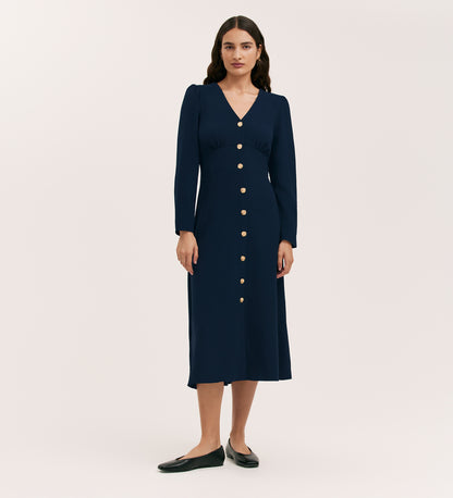 Caprice Navy Crepe Midi Dress