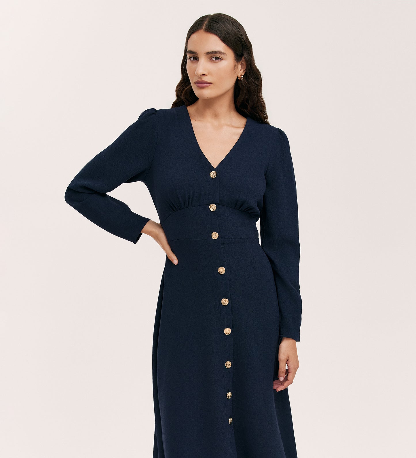Caprice Navy Crepe Midi Dress