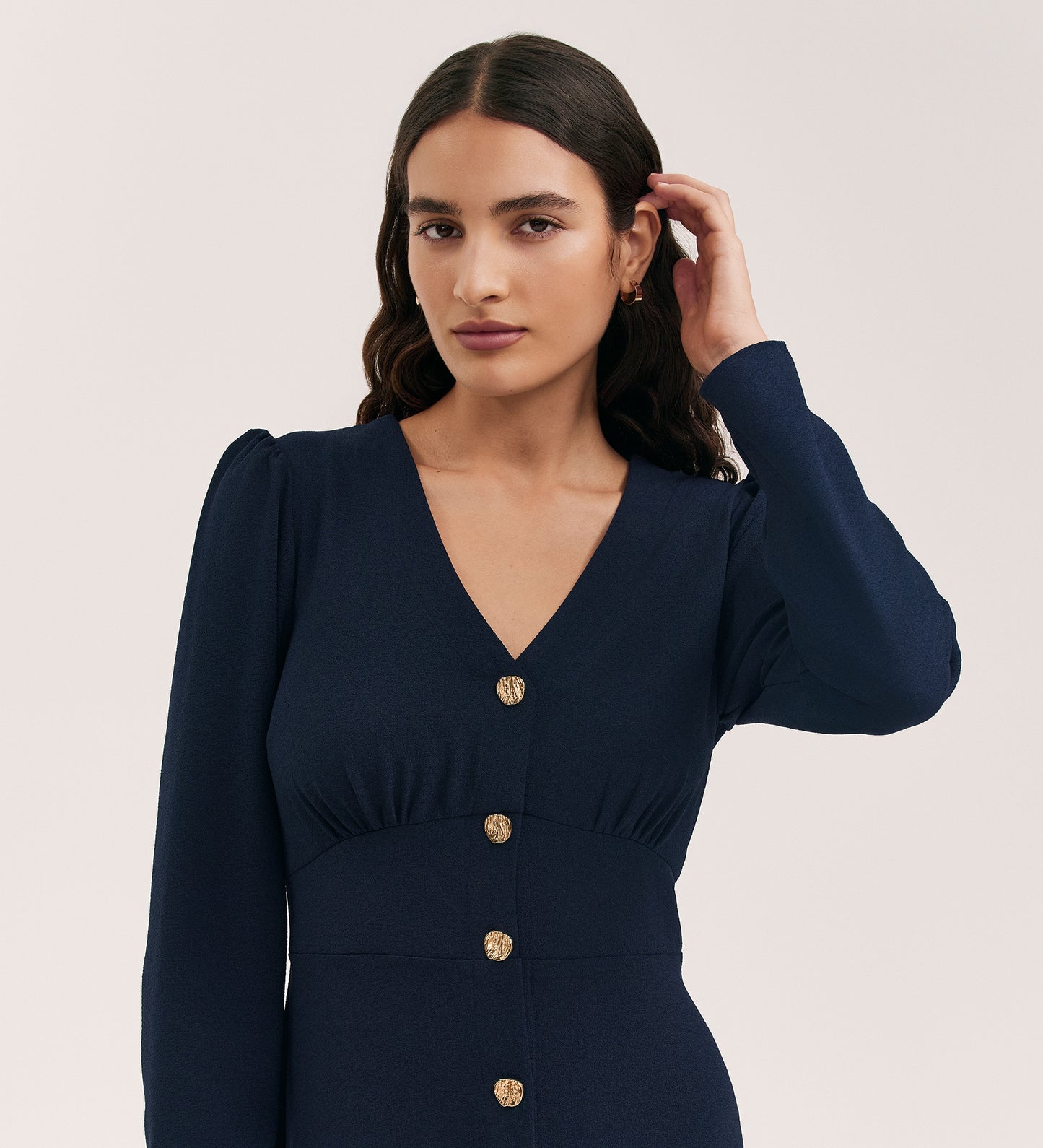Caprice Navy Crepe Midi Dress