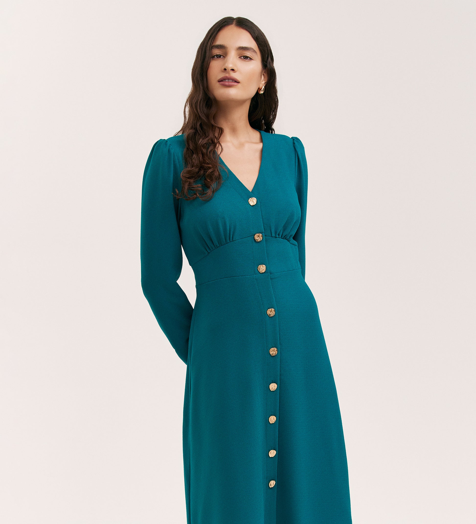 Caprice Petrol Crepe Midi Dress | Finery London Caprice Petrol Crepe Midi Dress | Finery London