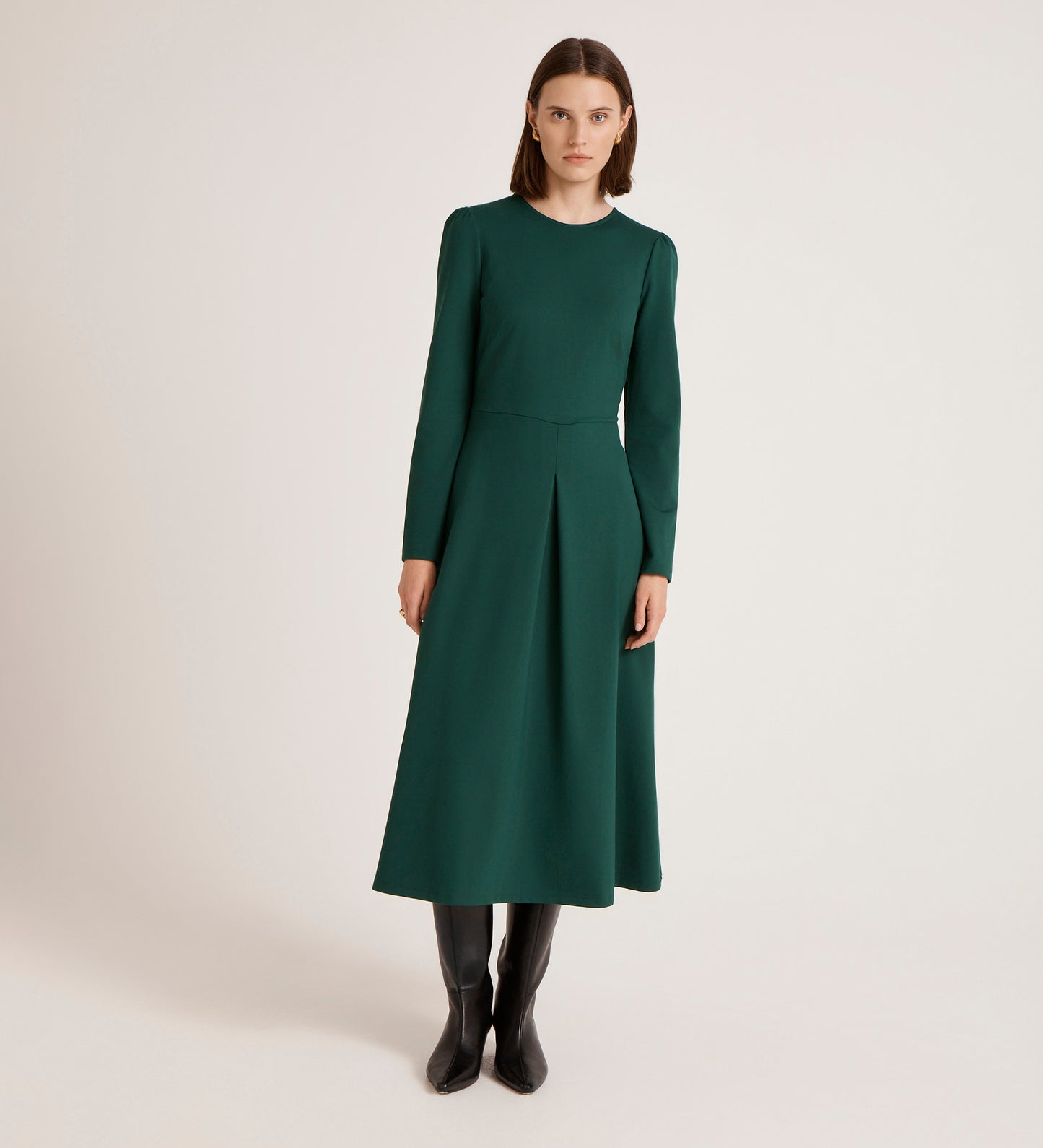Carla Bottle Green Ponte Jersey Midi Dress