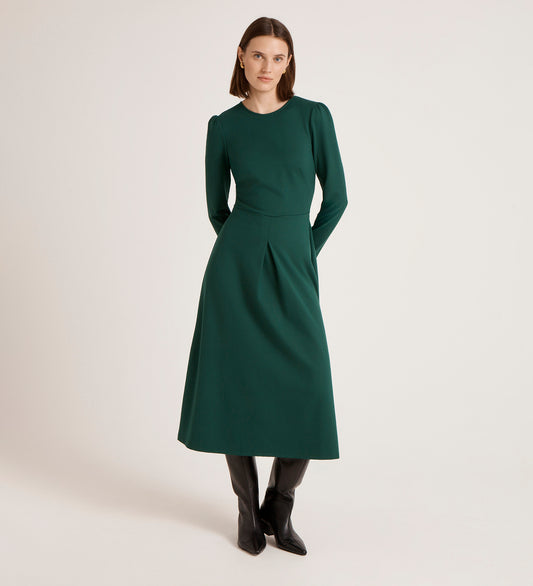 Carla Bottle Green Ponte Jersey Midi Dress