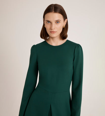 Carla Bottle Green Ponte Jersey Midi Dress