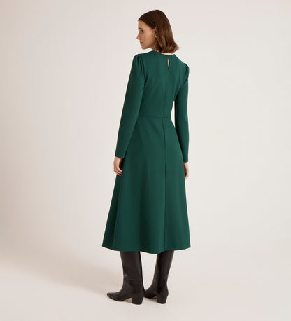Carla Bottle Green Ponte Jersey Midi Dress