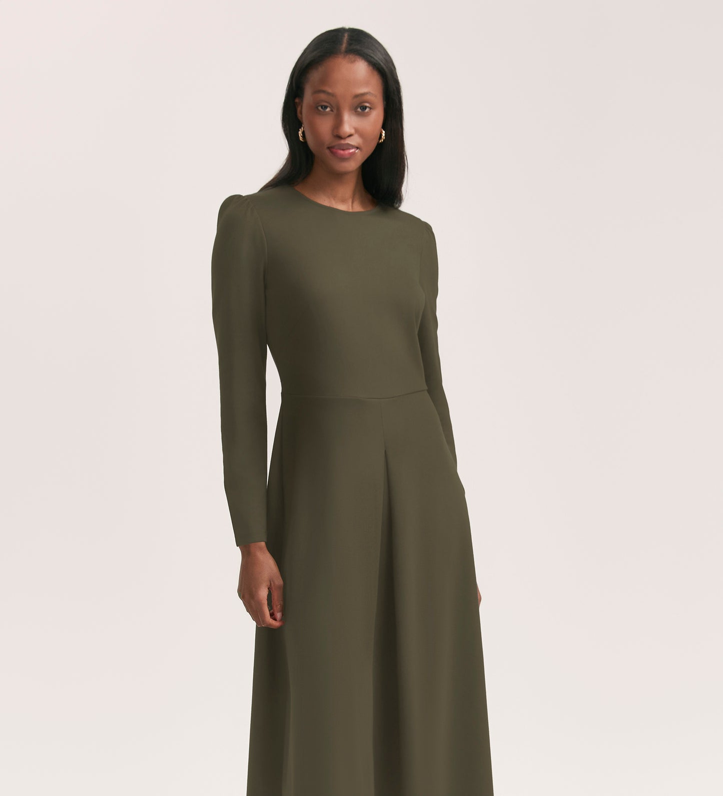 Carla Khaki Ponte Jersey Midi Dress