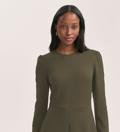 Carla Khaki Ponte Jersey Midi Dress