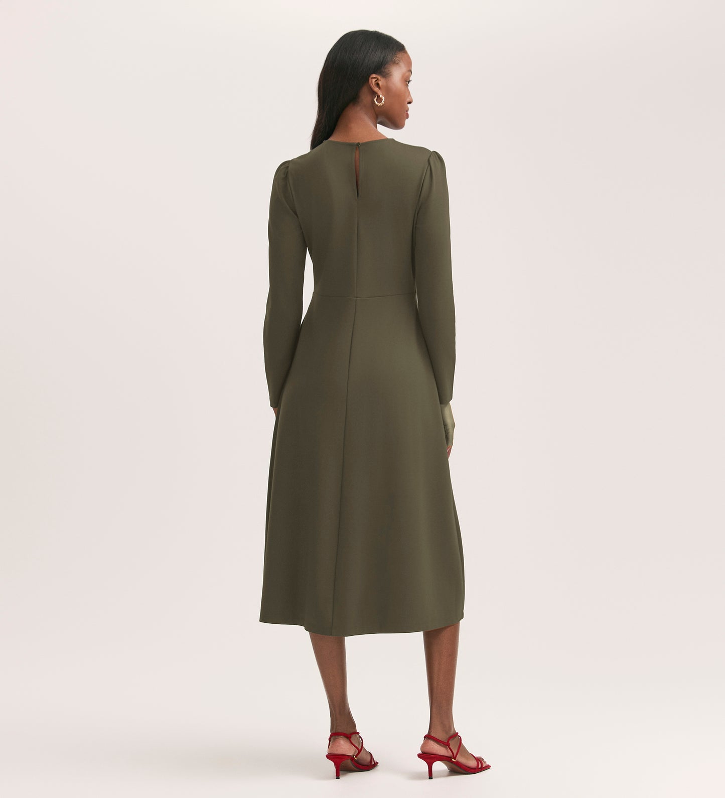 Carla Khaki Ponte Jersey Midi Dress