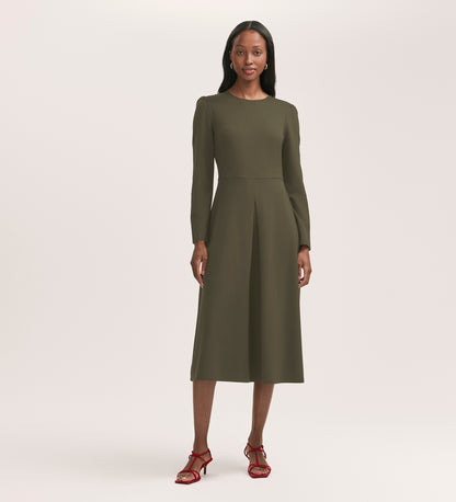 Carla Khaki Ponte Jersey Midi Dress