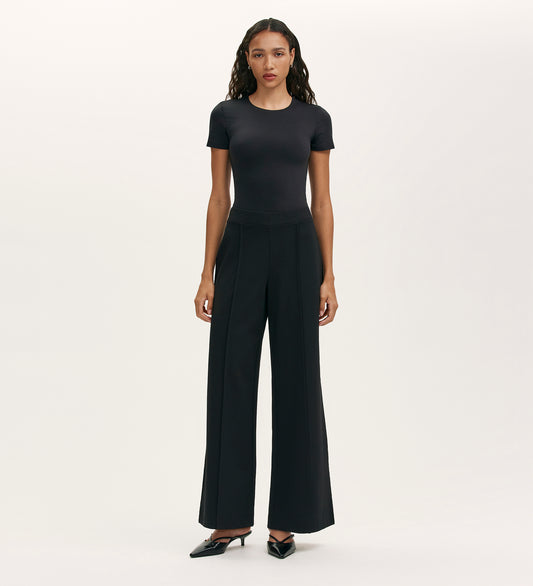 Caryl Black Ponte Jersey Wide Leg Trouser