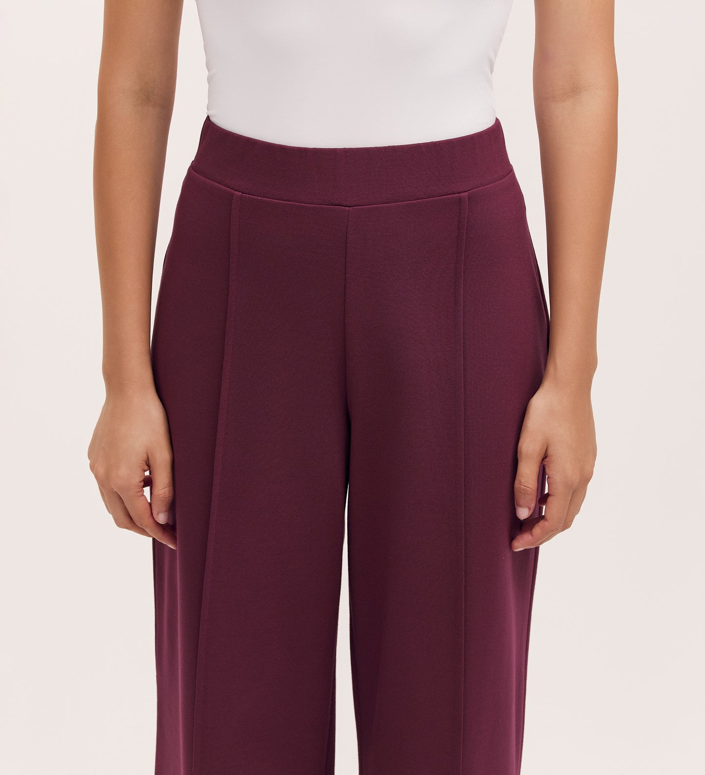 Caryl Burgundy Ponte Jersey Wide Leg Trouser