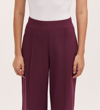 Caryl Burgundy Ponte Jersey Wide Leg Trouser