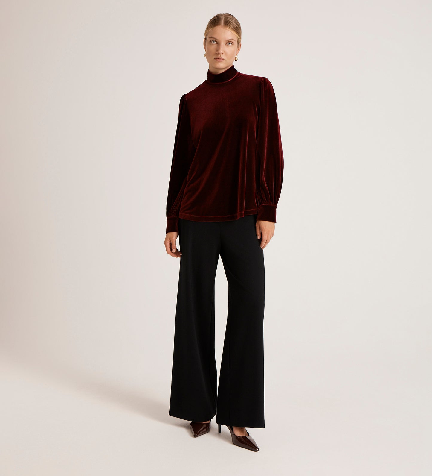 Clementine Burgundy Velvet Blouse