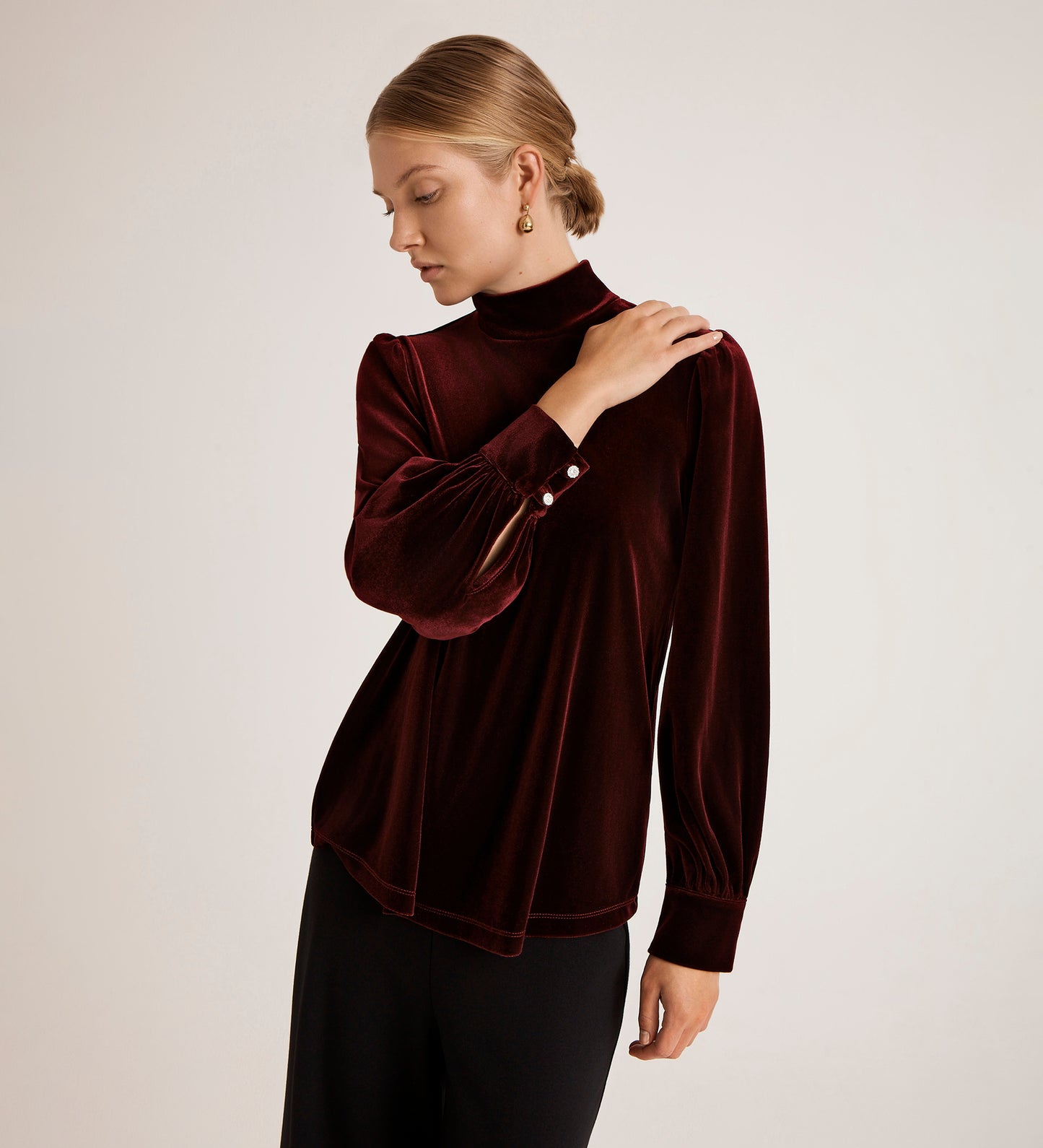 Clementine Burgundy Velvet Blouse