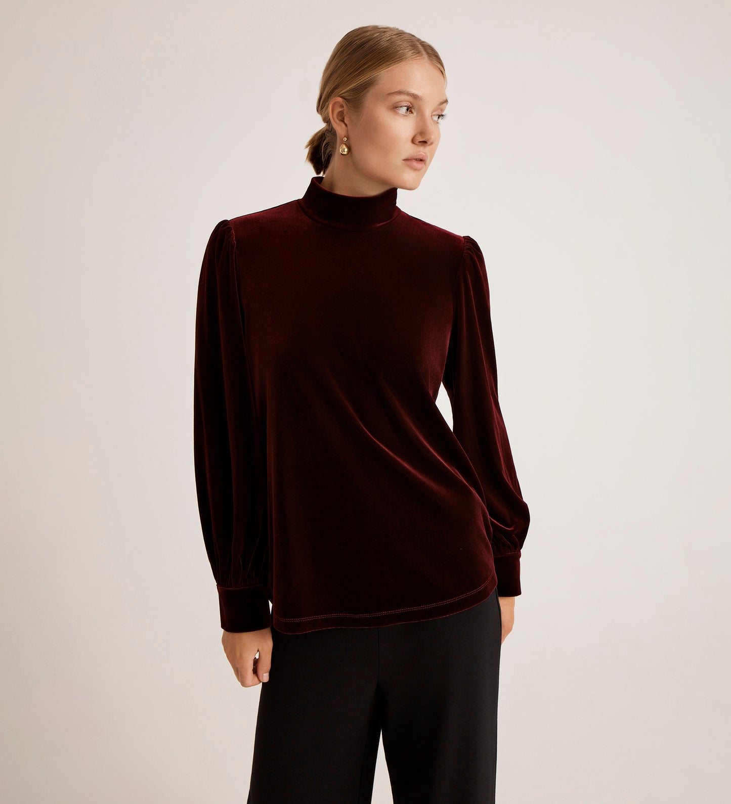 Clementine Burgundy Velvet Blouse
