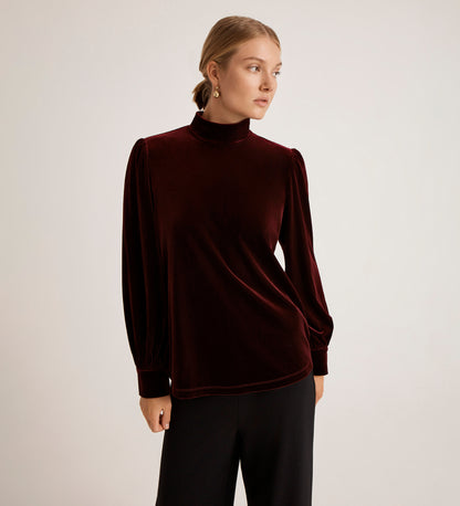 Clementine Burgundy Velvet Blouse