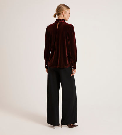 Clementine Burgundy Velvet Blouse