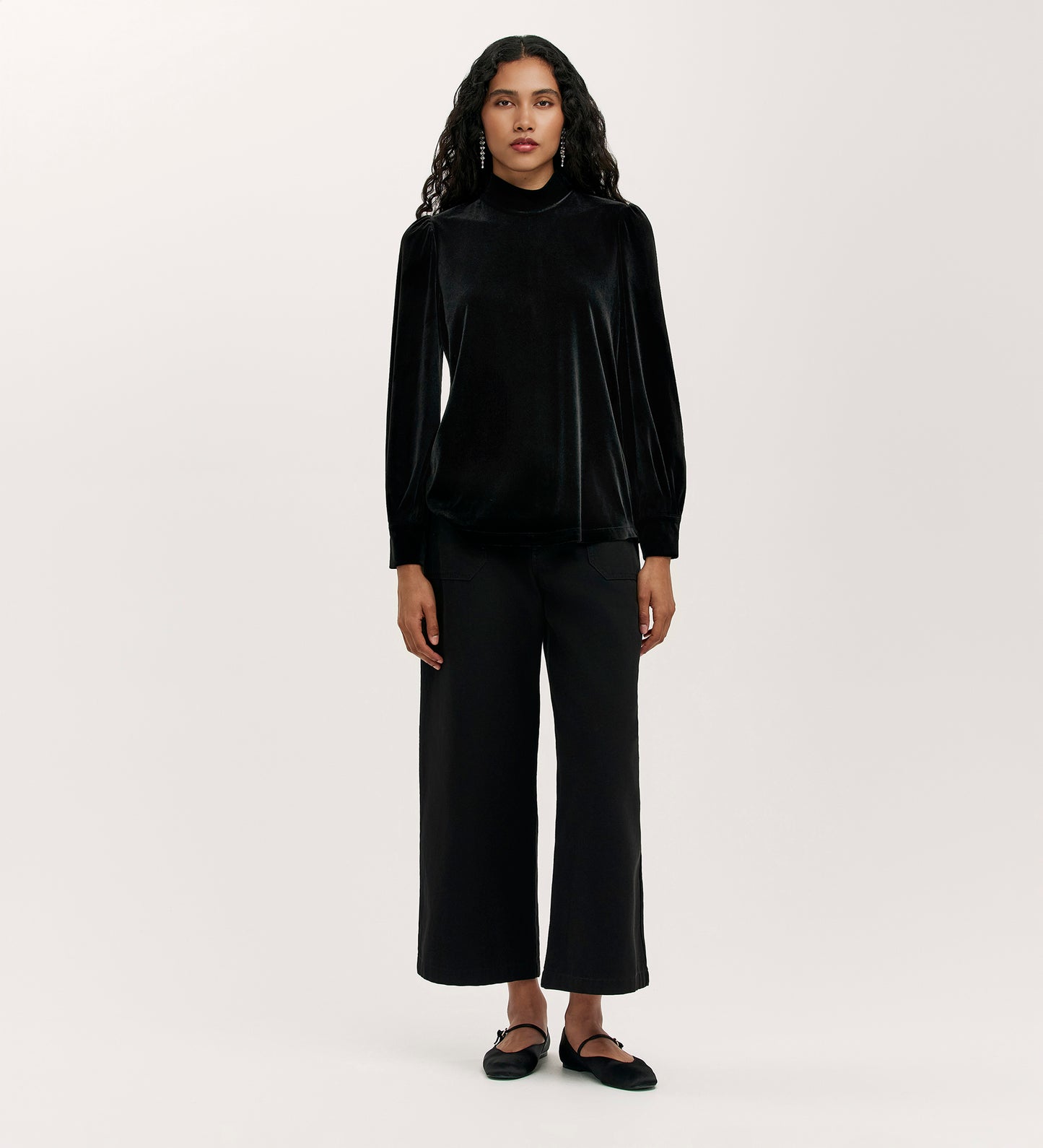 Clementine Black Velvet Blouse