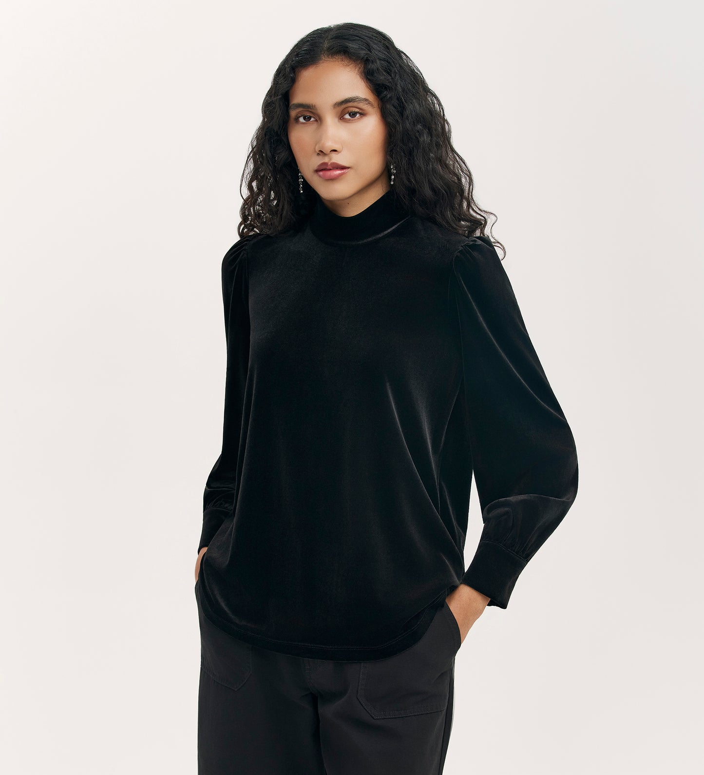 Clementine Black Velvet Blouse