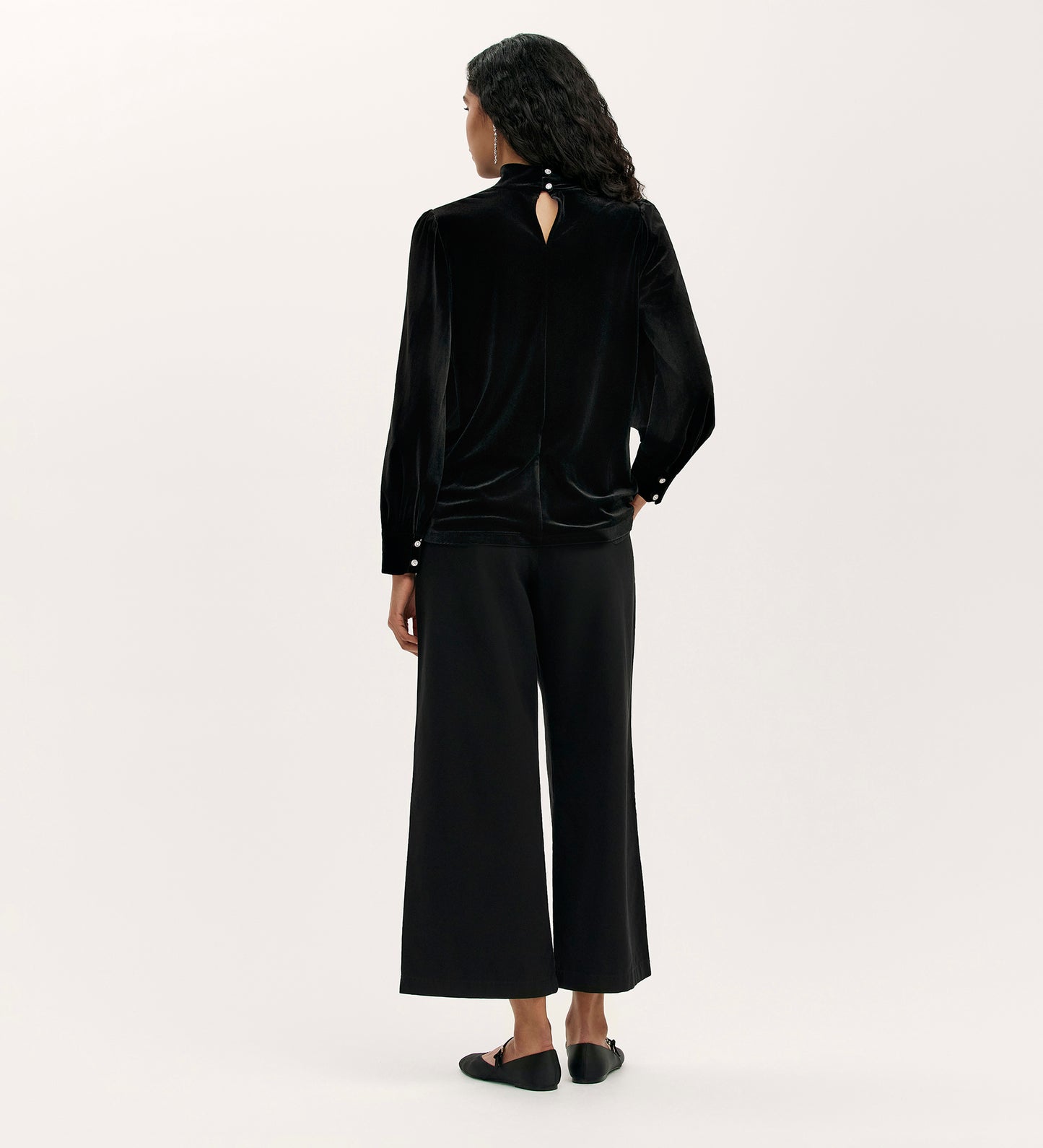 Clementine Black Velvet Blouse