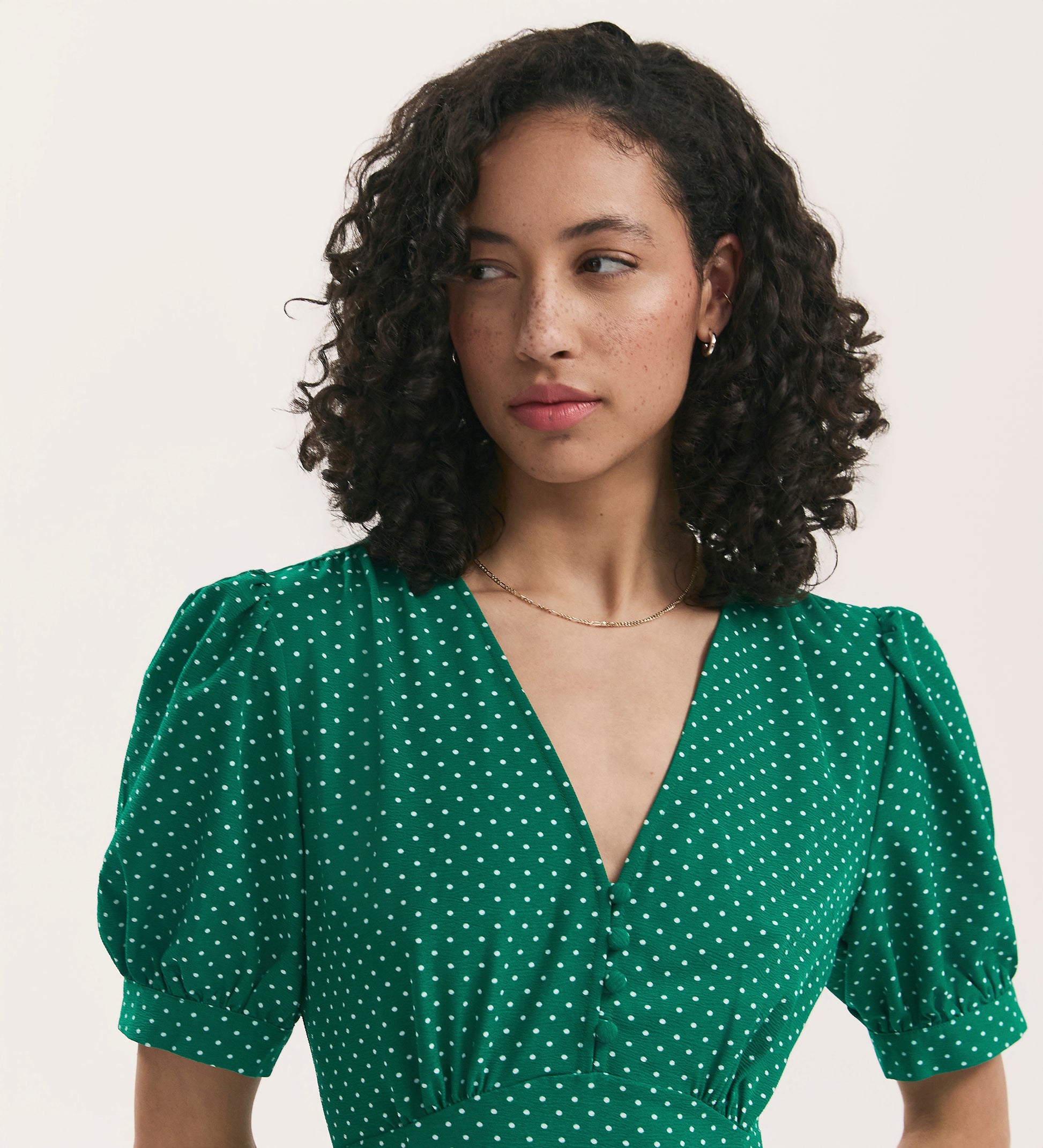 Colette Green Polka Dot Crepe Midi Tea Dress Finery London Colette Green Polka Dot Crepe Midi Tea Dress Finery London