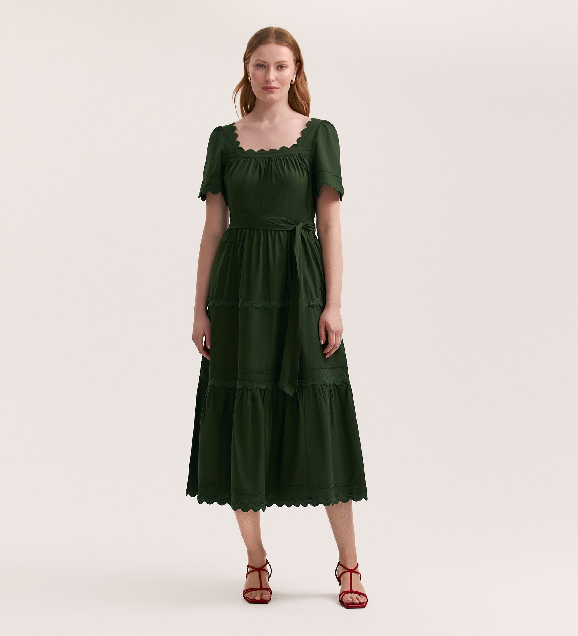 Corina Dark Khaki Cotton Midi Dress Finery London Corina Dark Khaki Cotton Midi Dress Finery London