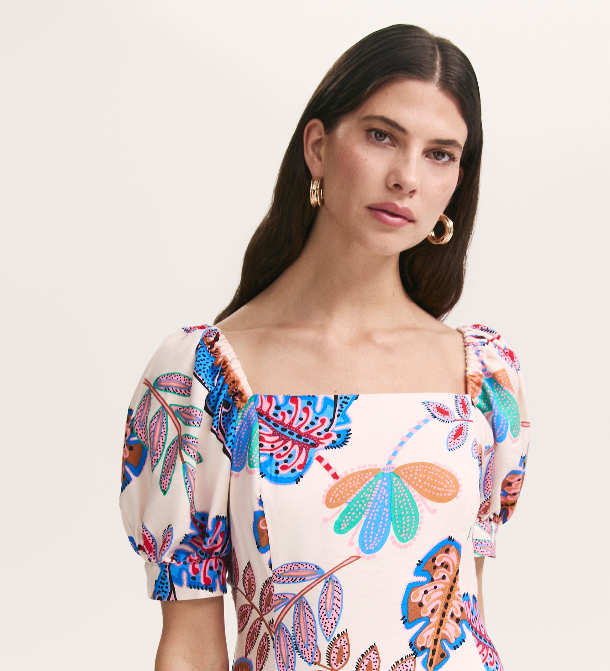 Daisy Cream Leaves Midi Dress Finery London Daisy Cream Leaves Midi Dress Finery London