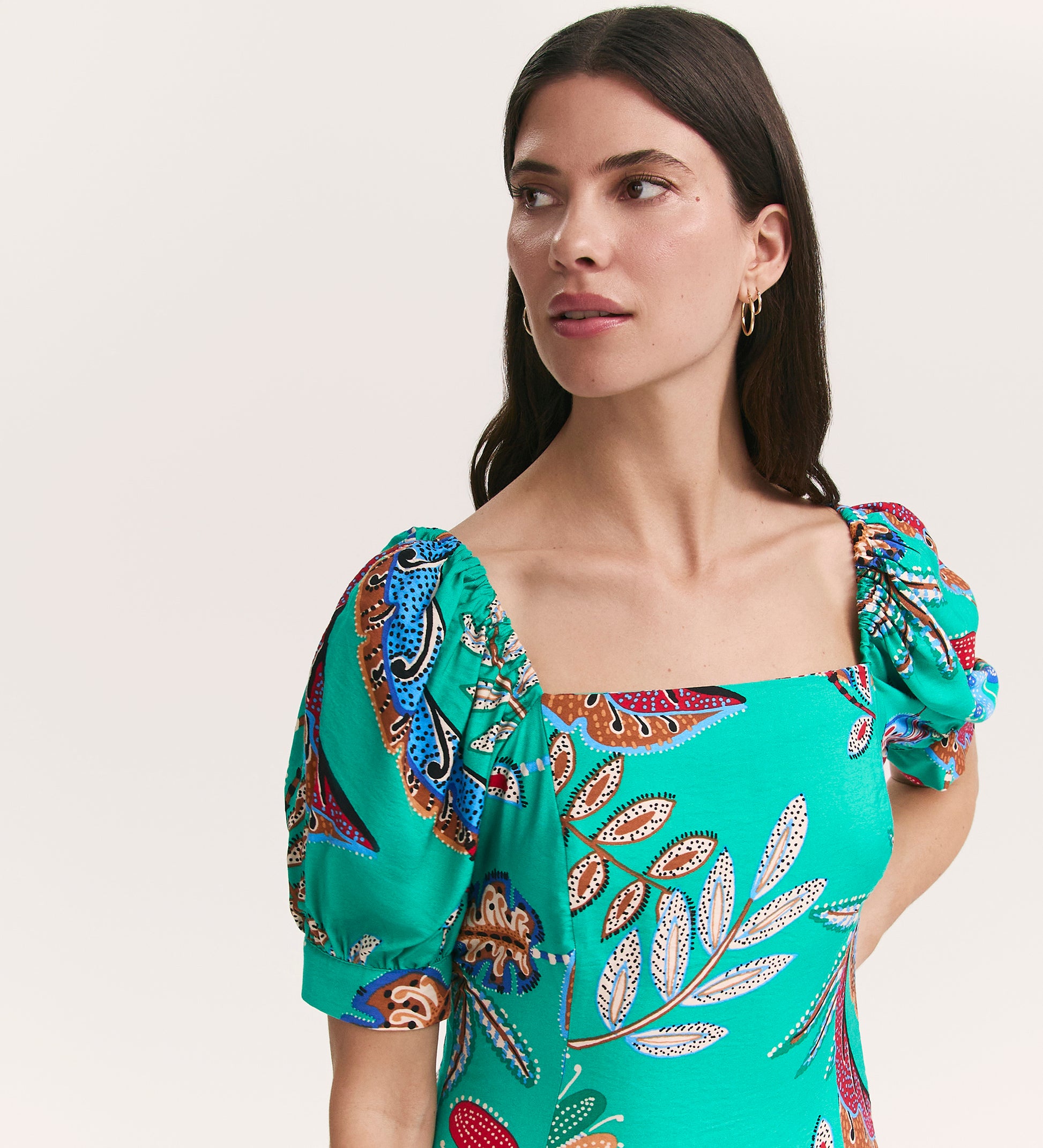 Daisy Green Leaves Midi Dress Finery London Daisy Green Leaves Midi Dress Finery London