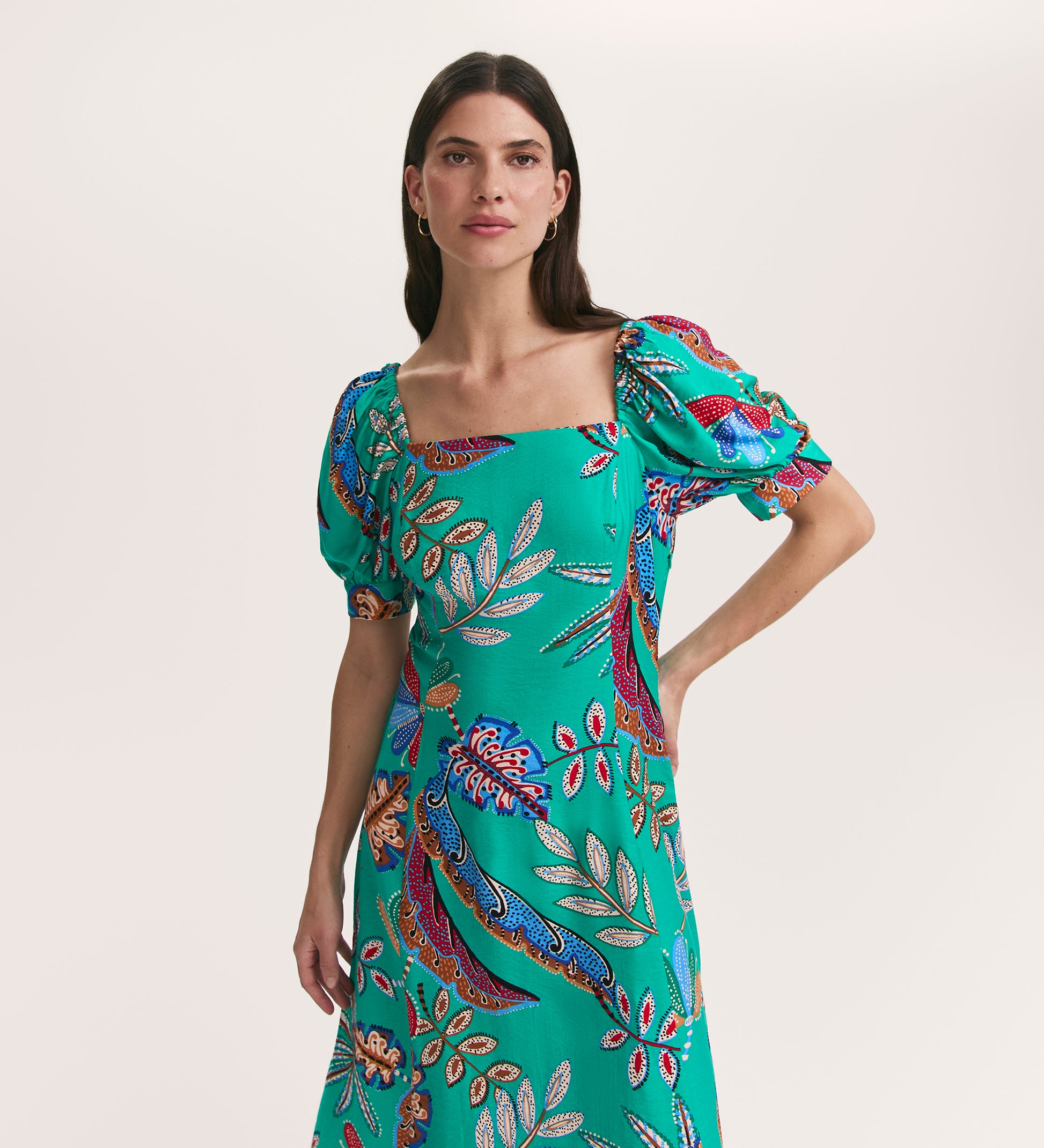Daisy Green Leaves Midi Dress Finery London Daisy Green Leaves Midi Dress Finery London
