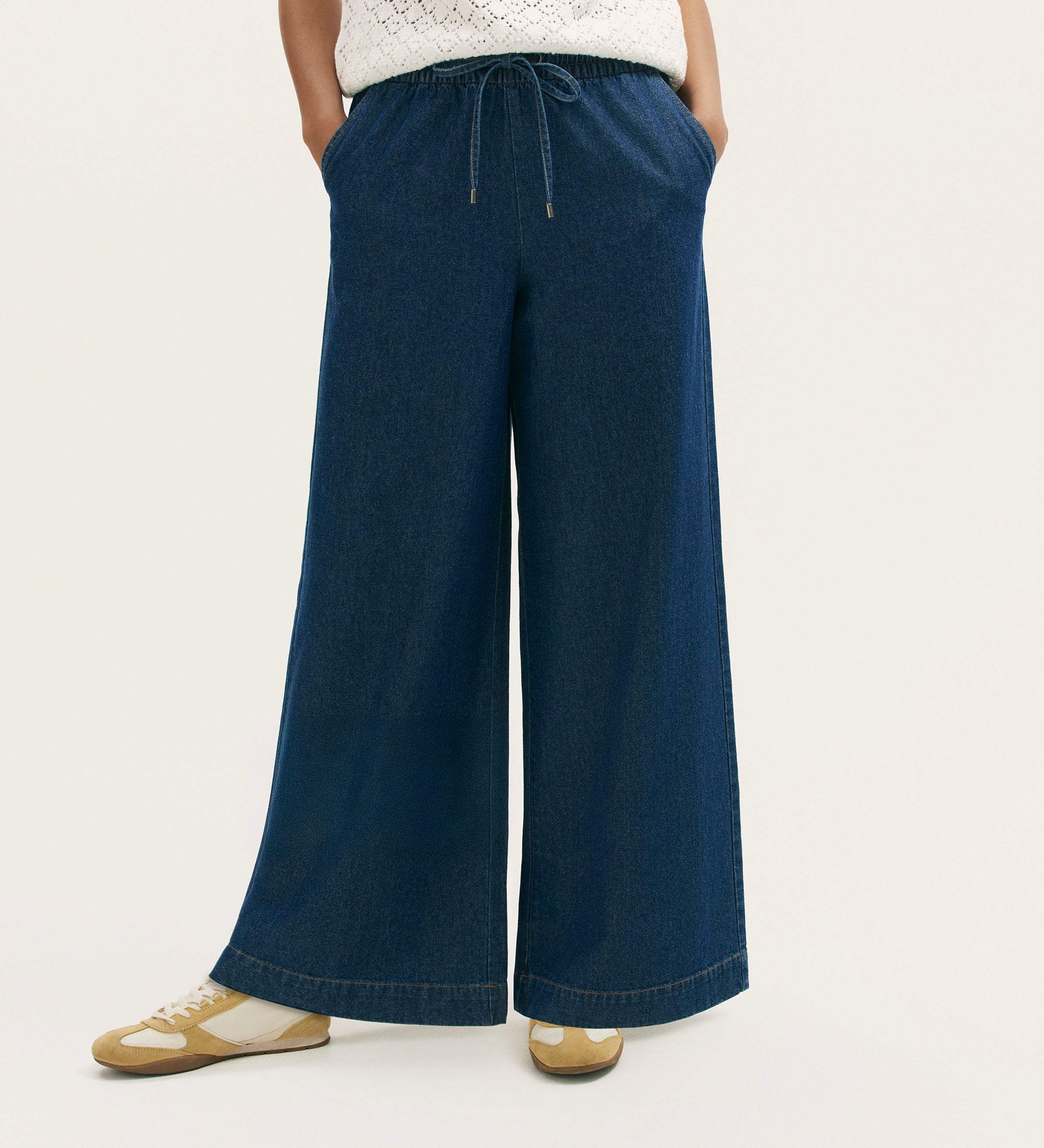 Dixie Indigo Denim Wide Leg Trousers | Finery London