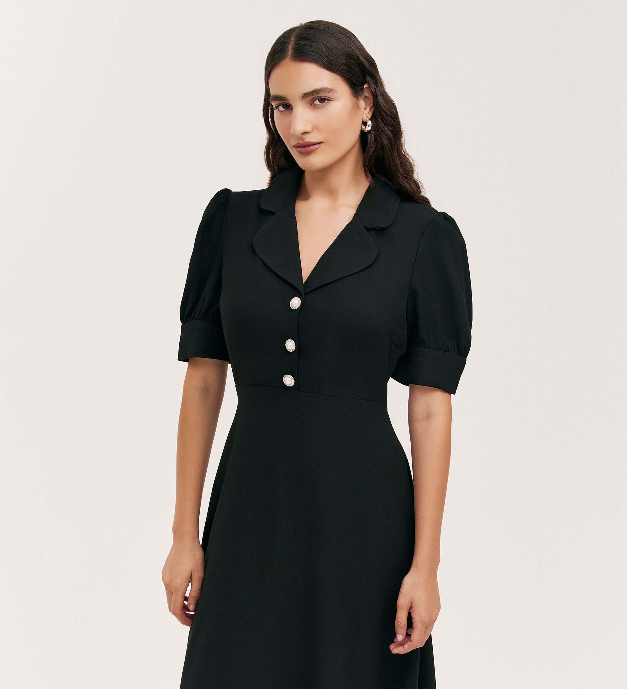Dorothy Black Crepe Midi Dress – Finery London