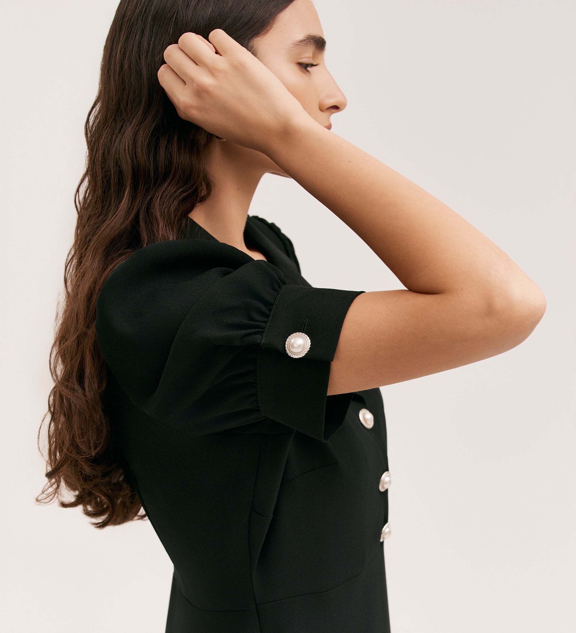 Dorothy Black Crepe Midi Dress – Finery London