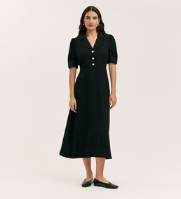Dorothy Black Crepe Midi Dress – Finery London