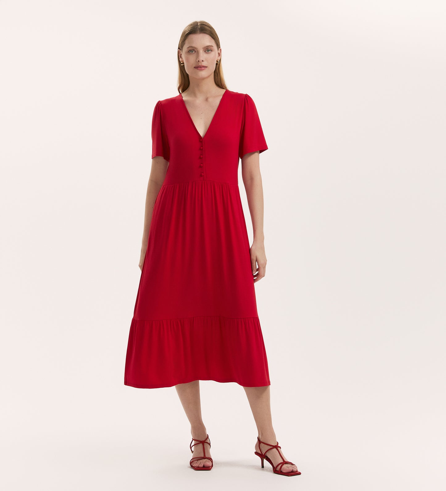 Edith Red Jersey Midi Dress