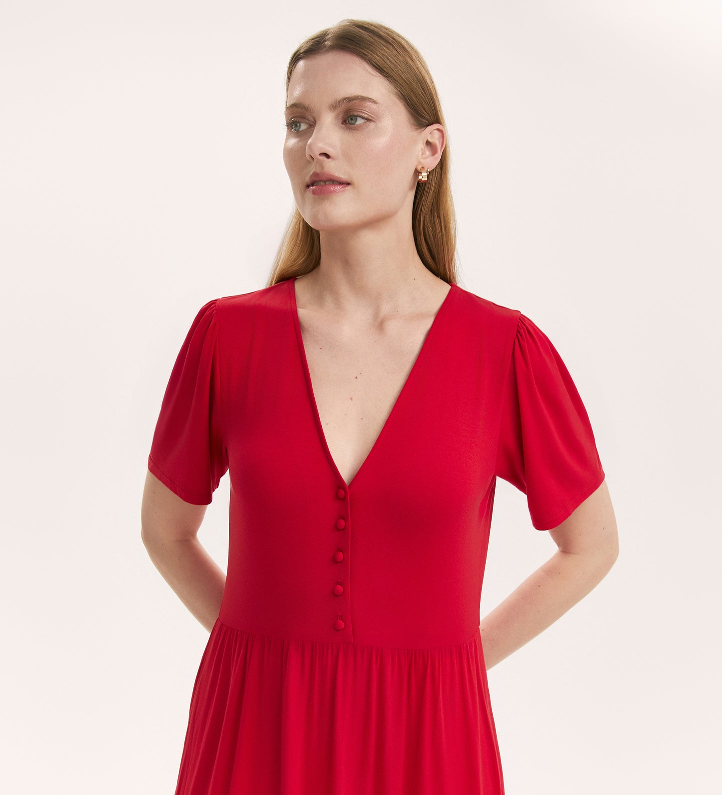 Edith Red Jersey Midi Dress