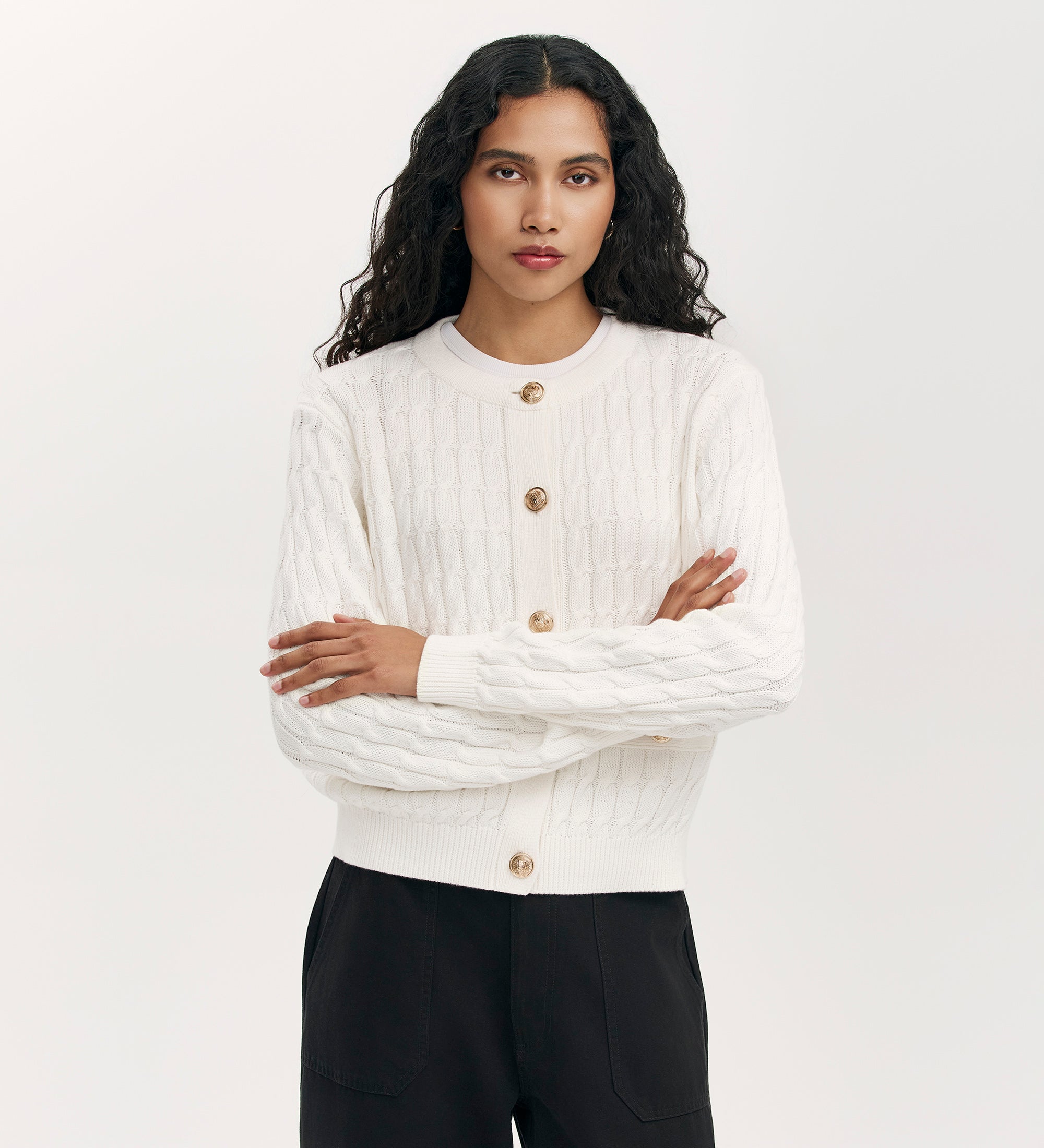 カーディガン Knit Your Love Cardigan in Ivory Knit Your Love Cardigan in Ivory for Cozy Everyday Wear & Lazy