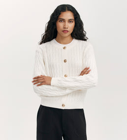 Elaine Ivory Knitted Cardigan – Finery London