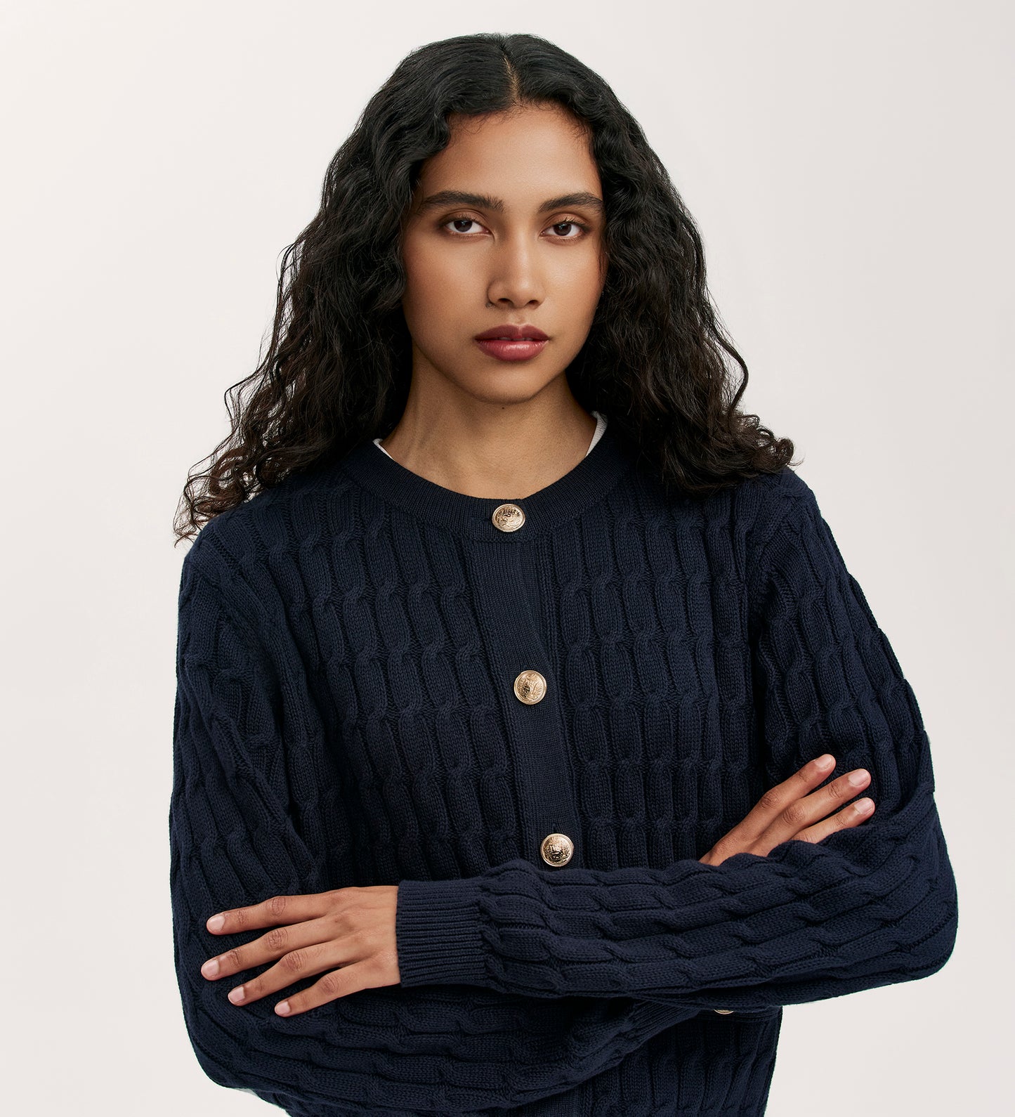 Elaine Navy Knitted Cardigan