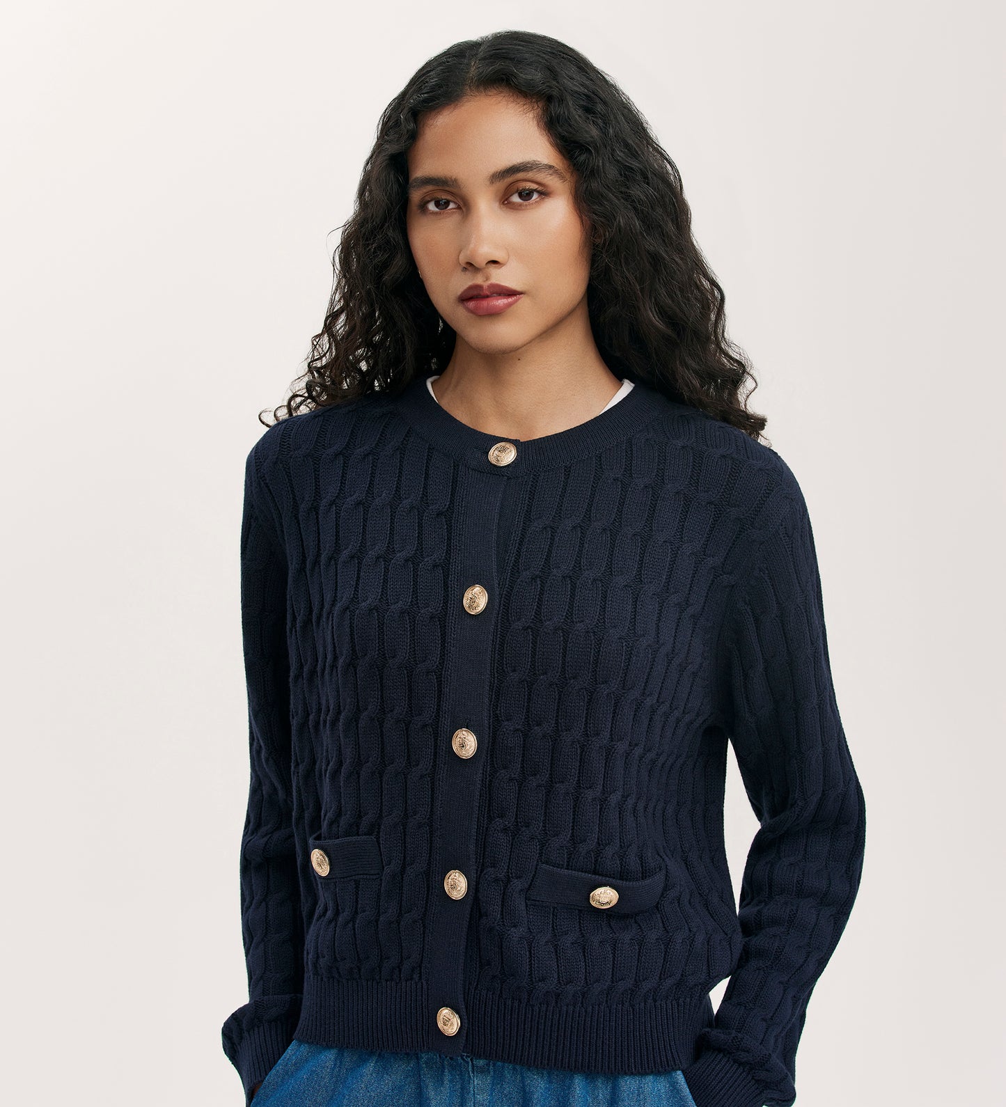 Elaine Navy Knitted Cardigan