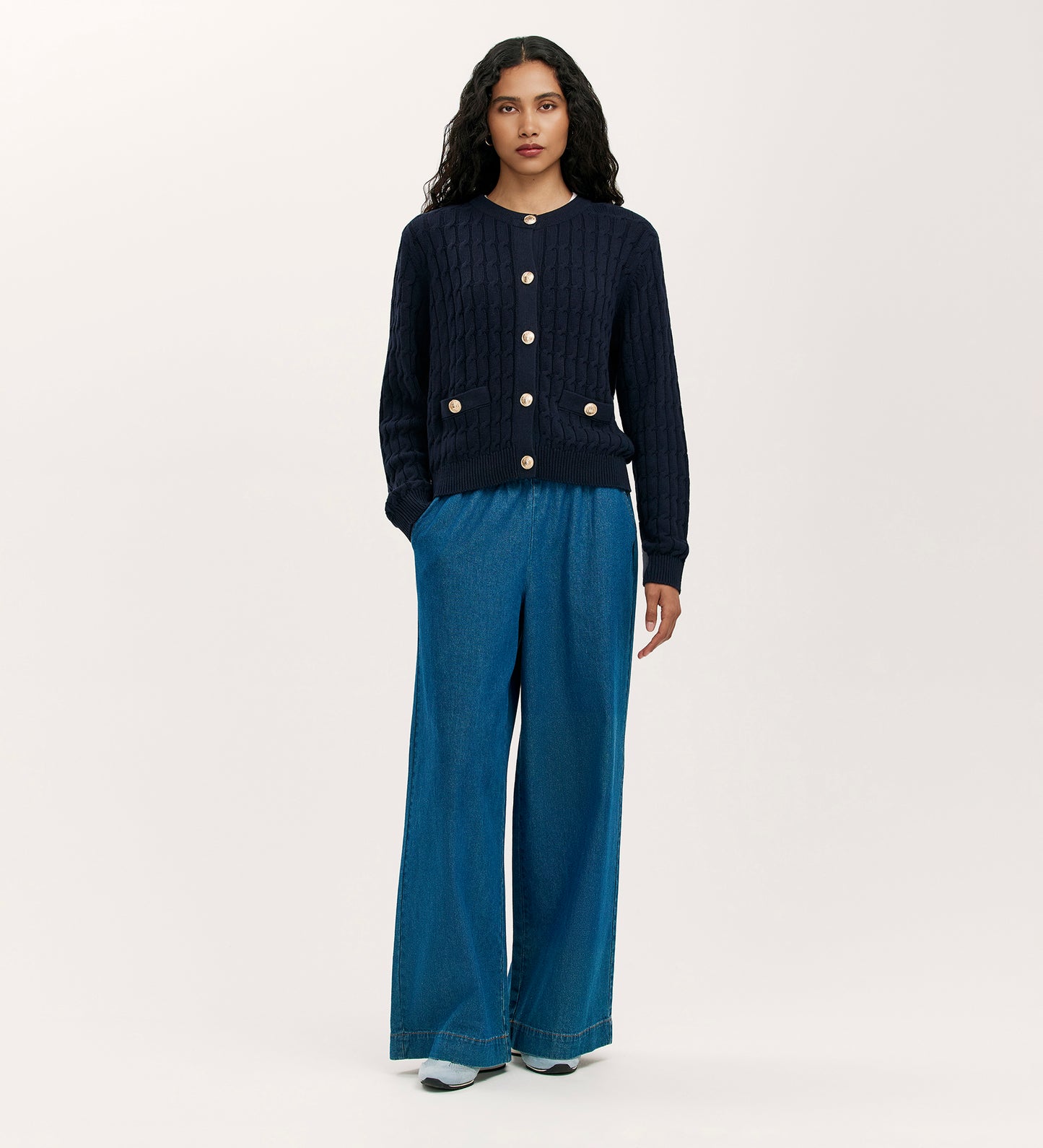 Elaine Navy Knitted Cardigan