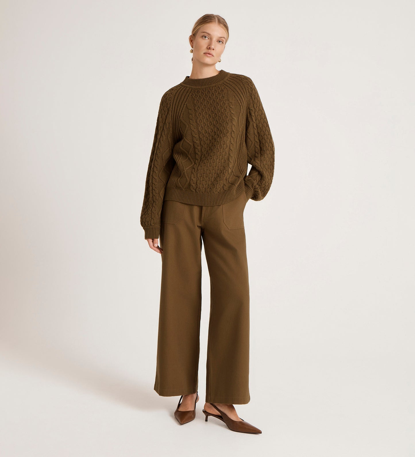 Ellie Khaki Knitted Jumper