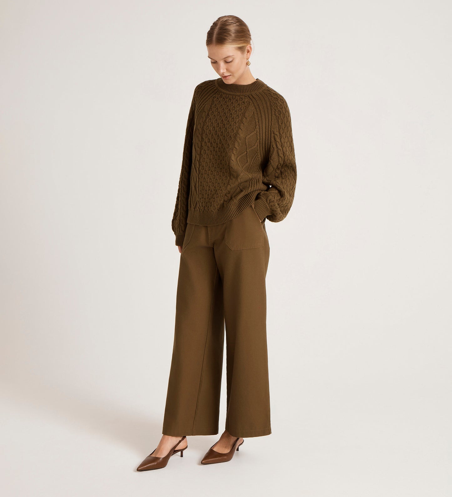 Ellie Khaki Knitted Jumper
