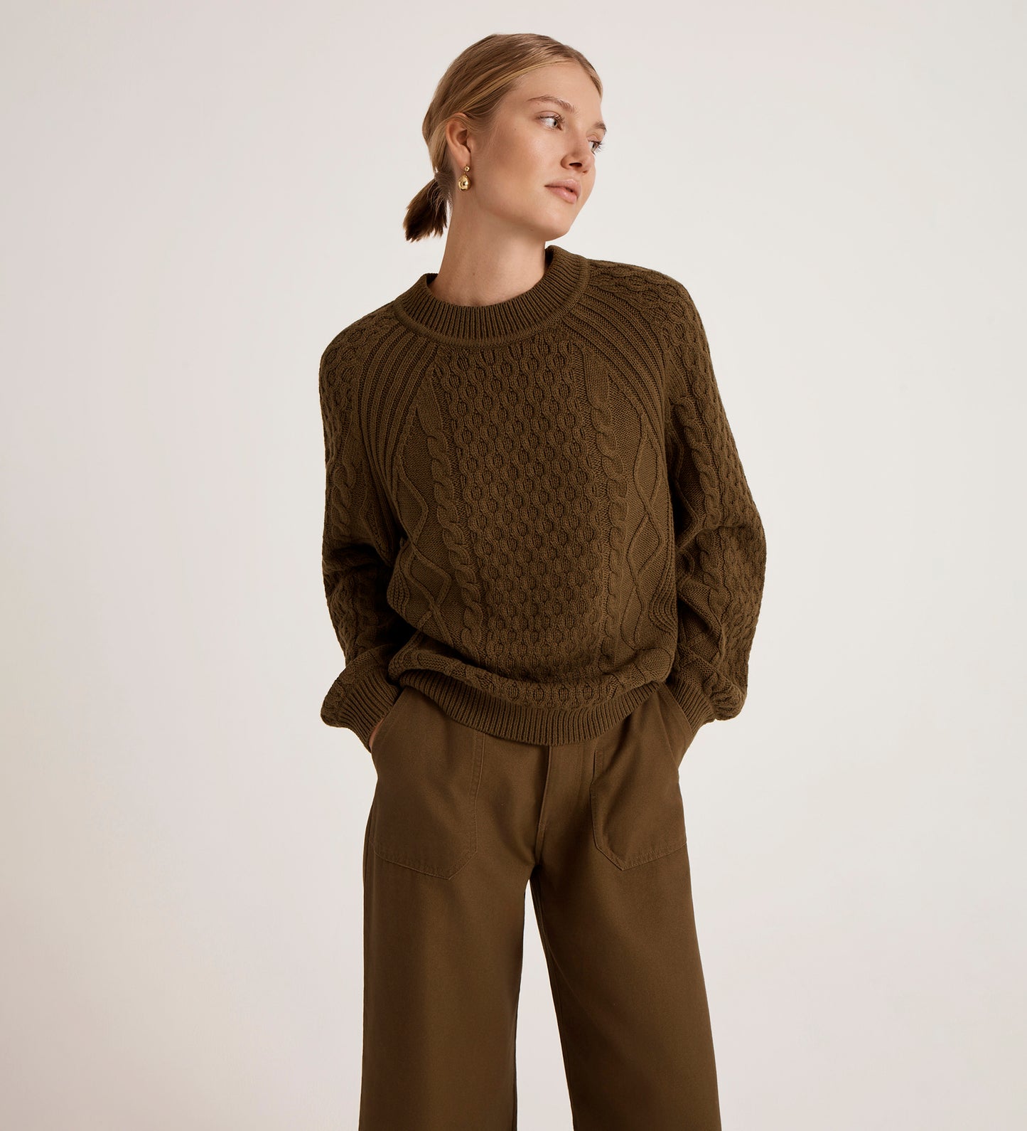 Ellie Khaki Knitted Jumper