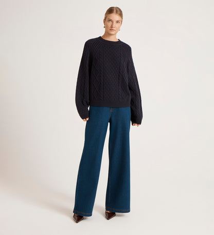 Ellie Navy Knitted Jumper